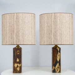 1 of the 2 Trille Jørgensen Ceramic Lamps, Custom Made Lampshades by R. Houben