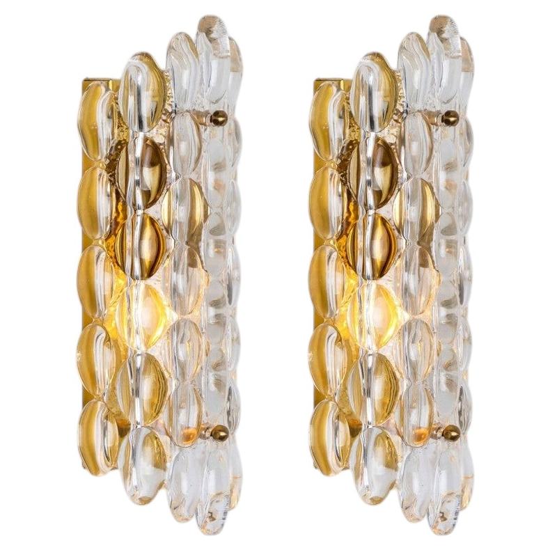 Pair of Brass Wall Lights by Fagerlund for Orrefors, 1960