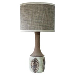 Large Chris Haslev Green Ceramic Lamp, Silk Lampshade by R. Houben