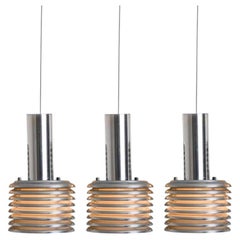 Several Chrome Glass Ceiling Lamps Cascades by Staff, 1970s