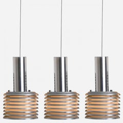 Several Chrome Glass Ceiling Lamps Cascades by Staff, 1970s