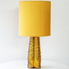 Large Amber Glass Lamp, Custom Made Yellow Lampshade by R. Houben
