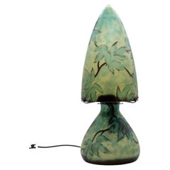 Gallé Table Lamp Mushroom Green Leafs, France