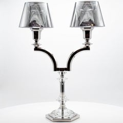 A Silver Baccarat Harcourt Our Fire Candle Holder Two Arms Philippe Starck, France