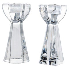 Pair of Baccarat Diomede Clear Crystal Candle Holders, France