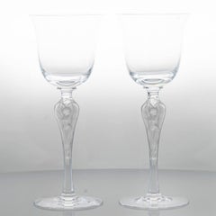 Pair of 2 Baccarat Crystal Wine Glasses, France