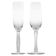 Coppia di 2 bicchieri da champagne in cristallo di Lalique, Francia