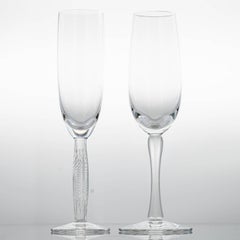 Coppia di 2 bicchieri da champagne in cristallo di Lalique, Francia