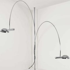 Florian Schulz Double Ball Chrome Arc Floor Lamp, Height Adjustable, 1970