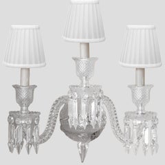 Baccarat Clear Crystal Wall Lamp 3 White Lights, France