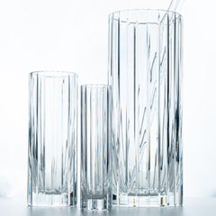Baccarat, 3er-Set Vasen-Set, zylindrischer Kristall, 1975, Frankreich