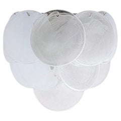 Several Large Murano White Glass Discs and Chrome Wall Lights, Italy