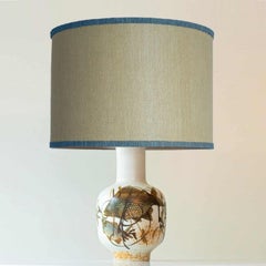 1 of the 2 Soholm Ceramic Floor Table Lamps Fish Motif, Lampshade by R. Houben