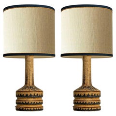 Pair of Hand Painted Sculptural Table Lamps for Soholm, Denmark 1960s