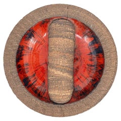 Red Ceramic Round Wall Light Fat Lava, Denmark 1970