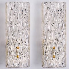 Pair of Kalmar Vertical Ribbed Brass Glass Wall Lights, 1970s