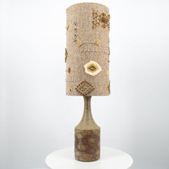 XXL Ceramic Table Lamp by Mette Stiil with Custom Lampshade, Denmark 1960