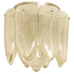 Mazzega Murano Glass Leafs Flush Mount, Italy, 1970
