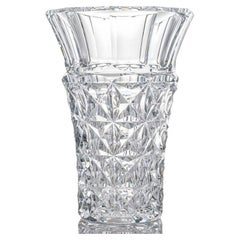 Baccarat Large Structured Tapered Clear Crystal Vase, France