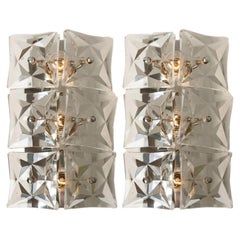 1 of the 4 Pairs Kinkeldey Wall Light Fixtures, Nickel Crystal Glass, 1970