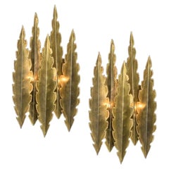 1 of the 2 XXL Brass Wall Sconces by Holm Sorensen, 1960