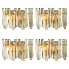 1 of the 4 Textured Ice Glass Chrome Wall Lights Kalmar, 1970
