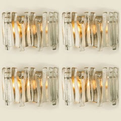 1 of the 4 Textured Ice Glass Chrome Wall Lights Kalmar, 1970