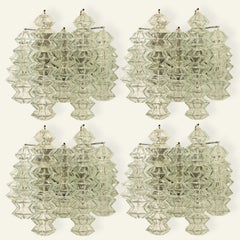1 of the 4 Pagoda Chrome and Glass Sconces Wall Lights by Kalmar, Vienna 1969