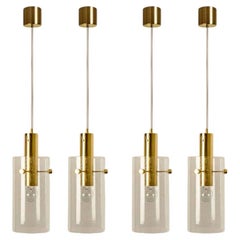 Several Large Brass & Glass Pendants by Glashütte Limburg, 1970s