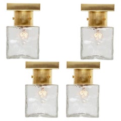 1 of the 8 Square Glass and Brass Light Fixtures by J.T. Kalmar, Austria