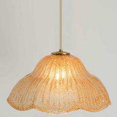 Mazzega Flower Bulb Amber Speckled Glass Chandelier, Italy, 1970
