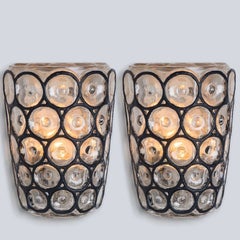 Pair of Iron and Bubble Glass Sconces Wall Lamps by Limburg, 1960