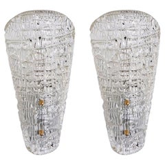 Several Solid Glass and Brass Wall Lights by J.T. Kalmar, 1960