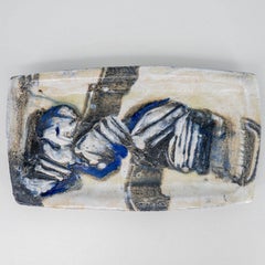 Waves Ceramic Plate, Signed by Jeppe Hagedorn, Denmark 1960s