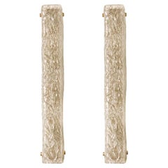 1 of the 2 Tube Textured Glass and Brass Wall Lights Germany, 1970s