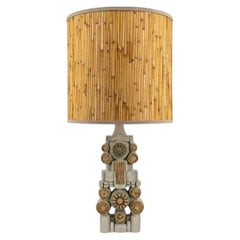 Ceramic Floor/Table Lamp B. Rooke, Natural Custom Made Lampshade by R. Houben