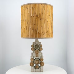 Ceramic Floor/Table Lamp B. Rooke, Natural Custom Made Lampshade by R. Houben