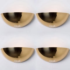 1 of the 4 Brass Half Moon Wall Lights, Striped Light Pattern, 1970