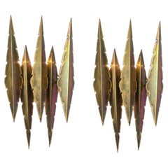 1 of the 2 XXL Brass Wall Sconces by Holm Sorensen, 1960