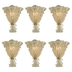 1 of the 6 Wall Sconces with Glass Shades, Seguso, Italy 1960