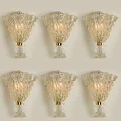 1 of the 6 Wall Sconces with Glass Shades, Seguso, Italy 1960
