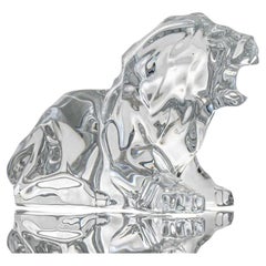 Baccarat Signed Crystal Roaring Lion Sculpture, France