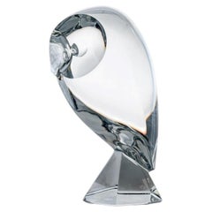 XL Baccarat Crystal Glass Owl Sculpture, France