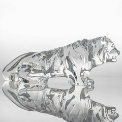 Baccarat Signed Crystal Tiger Sculpture, France
