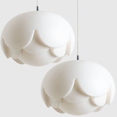 1 of the 2 Opaline Large Glass Lamp "Water Lily" by Koch & Lowy for Peill & Putz