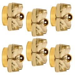 Several Flower Wall Lights, Brass and Glass by Sische, 1970s, Germany