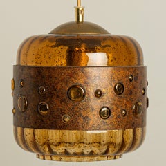 Brutalist Copper Glass Pendant Lamp in the style of Nanny Still, 1960