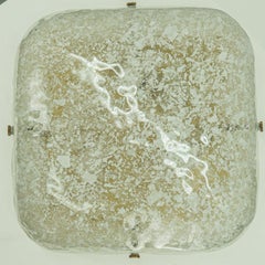 Square Frosted Glass Flush Mount by Hillebrand, 1960