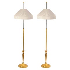 One of the Two Floor Lamps On Brass and Black Base, Germany 1960