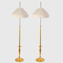 One of the Two Floor Lamps On Brass and Black Base, Germany 1960